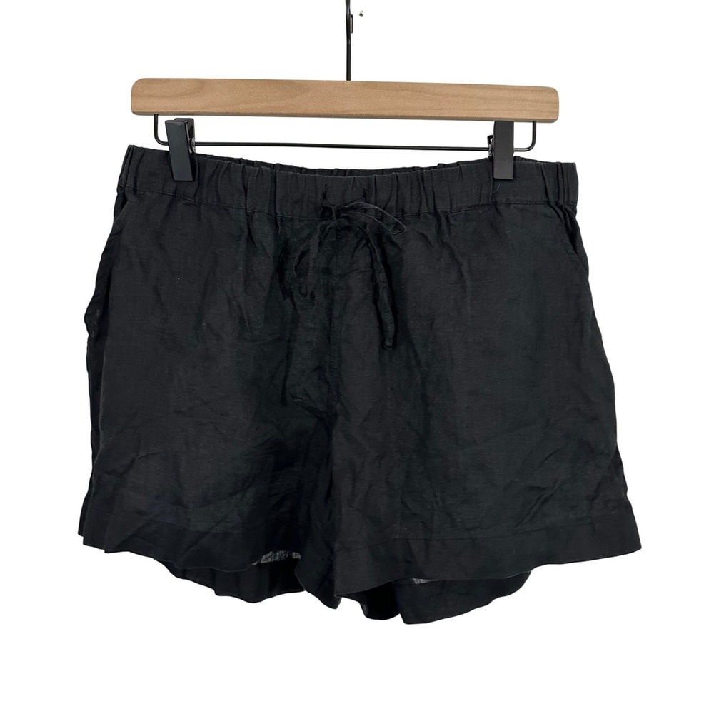 Hunza G Linen Drawstring Shorts Black Size Small Medium Coastal Preppy